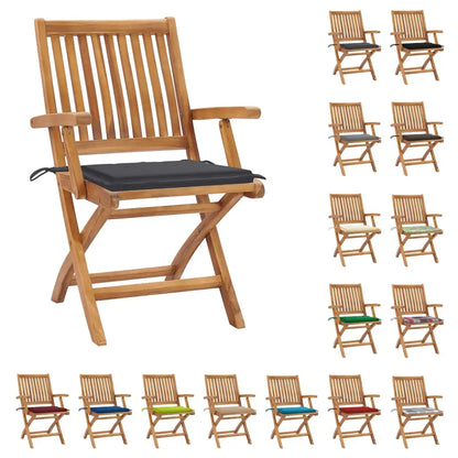 vidaXL Patio Chairs 2 pcs with Anthracite Cushions Solid Teak Wood - Anthracite / 2 - Outdoor Chairs