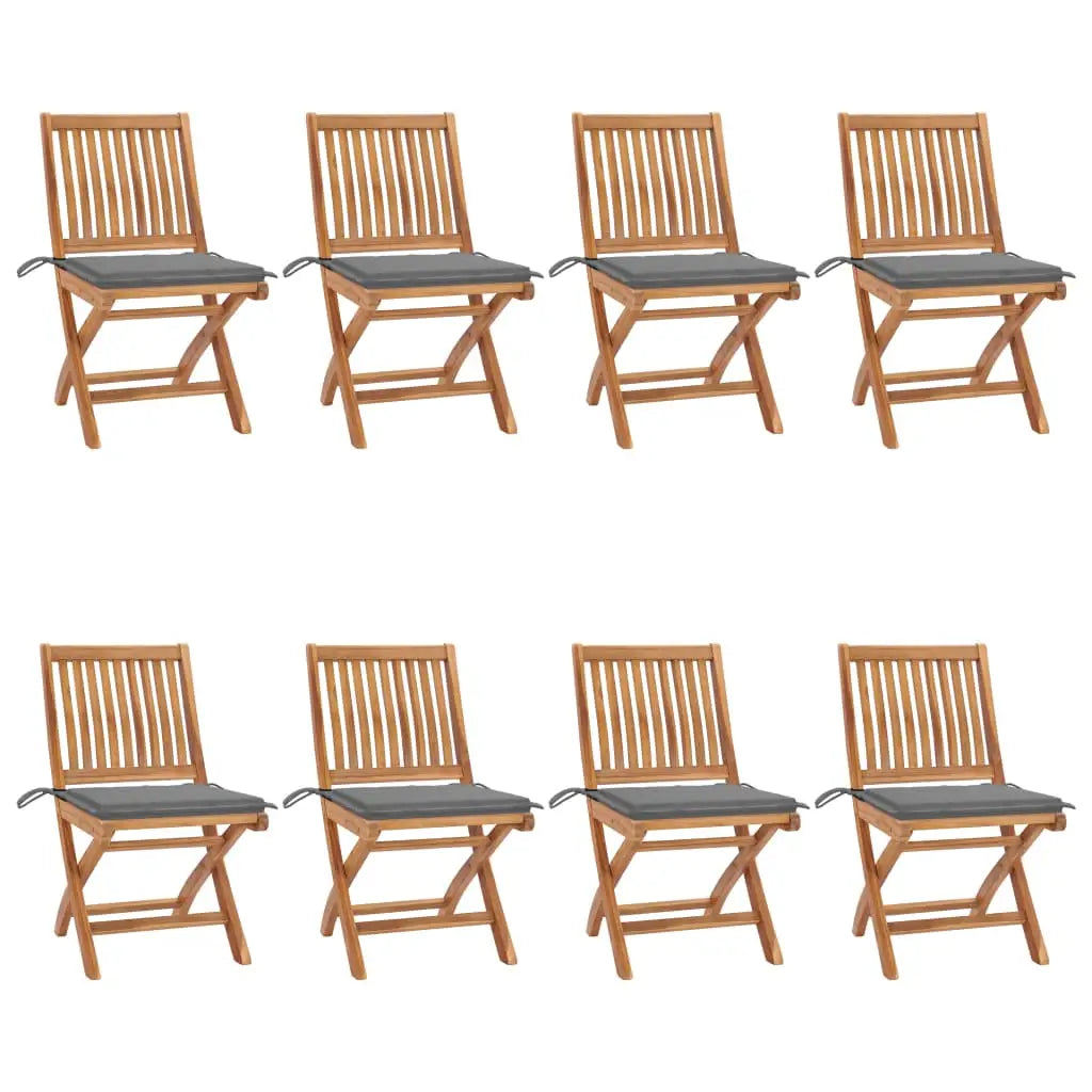 vidaXL Patio Chairs 2 pcs with Anthracite Cushions Solid Teak Wood - Anthracite / 2 - Outdoor Chairs