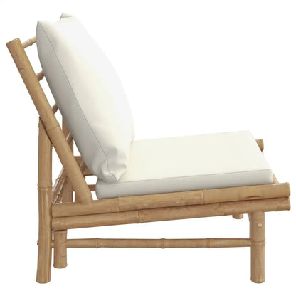 vidaXL Patio Chairs 2 pcs with Cream White Cushions Bamboo - Patio Chairs
