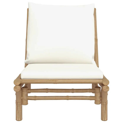 vidaXL Patio Chairs 2 pcs with Cream White Cushions Bamboo - Patio Chairs