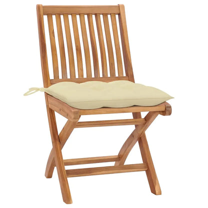 vidaXL Patio Chairs 2 pcs with Cream White Cushions Solid Teak Wood - Outdoor Chairs