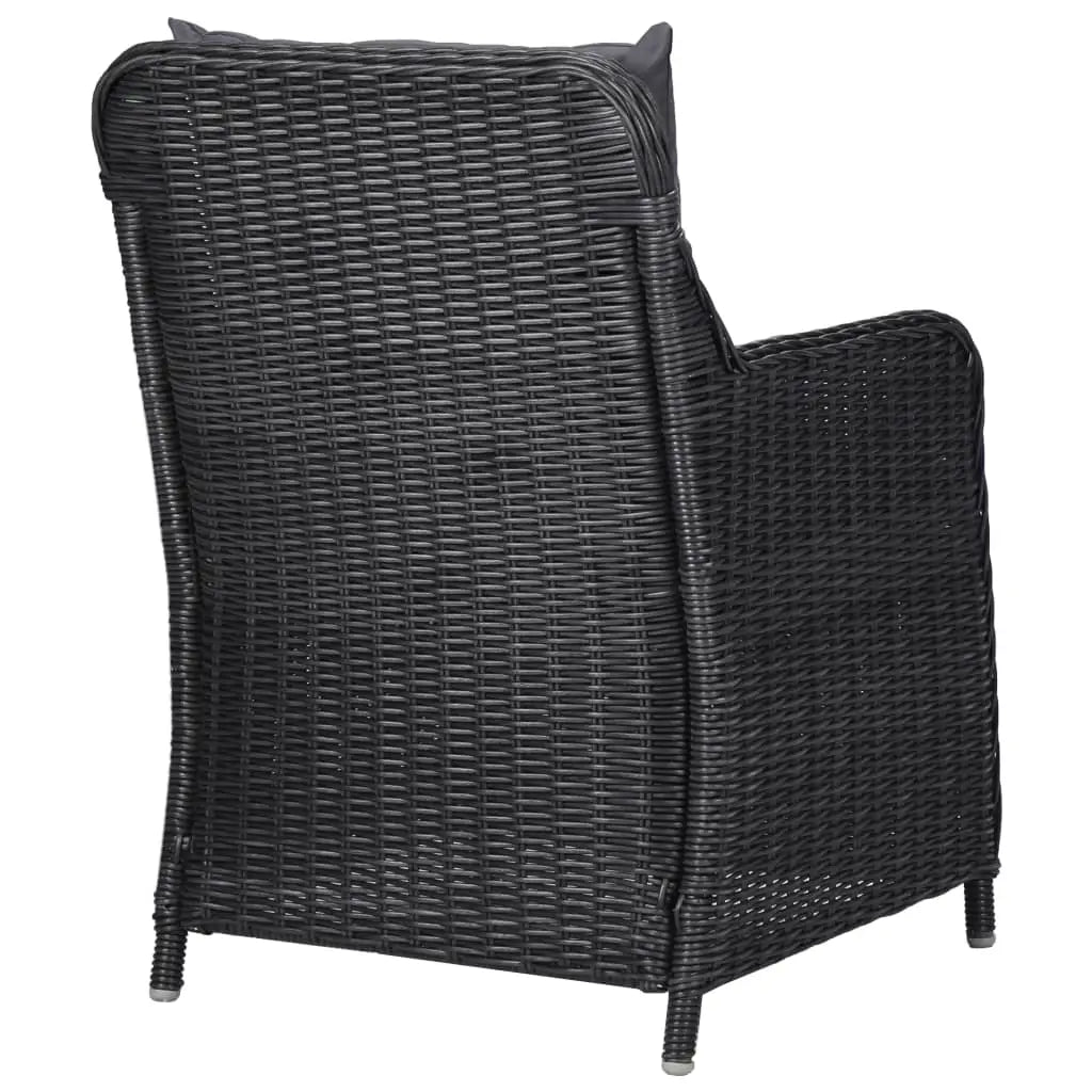 vidaXL Patio Chairs 2 pcs with Cushions Poly Rattan Black - Outdoor Chairs