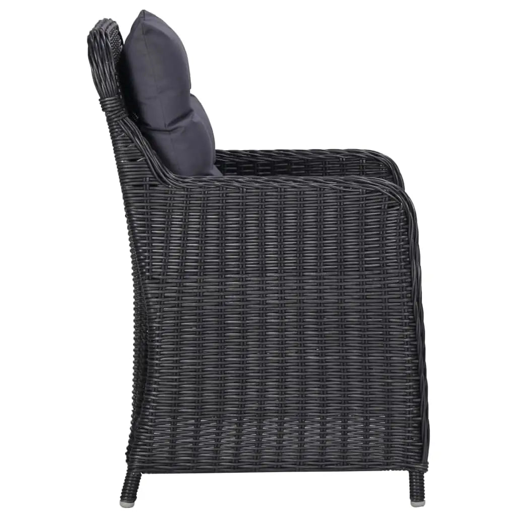 vidaXL Patio Chairs 2 pcs with Cushions Poly Rattan Black - Outdoor Chairs
