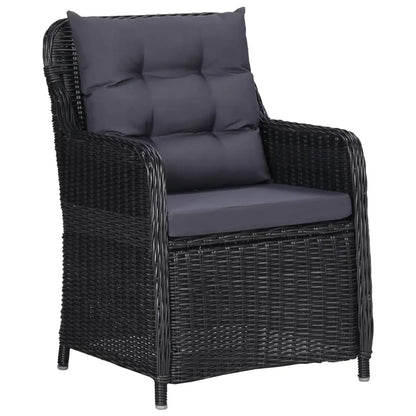 vidaXL Patio Chairs 2 pcs with Cushions Poly Rattan Black - Outdoor Chairs