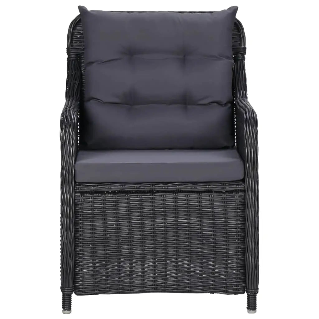 vidaXL Patio Chairs 2 pcs with Cushions Poly Rattan Black - Outdoor Chairs