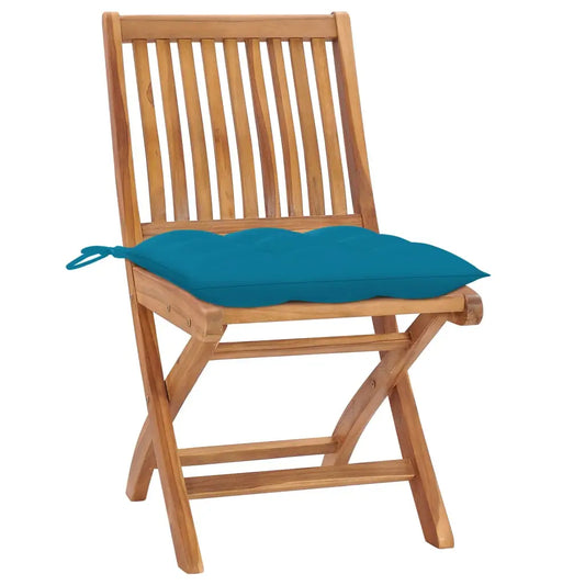 vidaXL Patio Chairs 2 pcs with Light Blue Cushions Solid Teak Wood - Outdoor Chairs