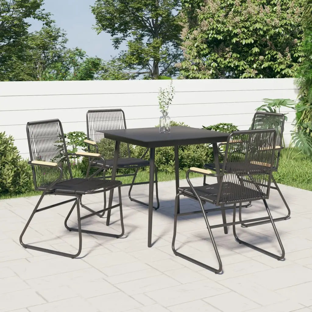 vidaXL Patio Chairs 4 pcs Black 22.8’’x23.2’’x33.7’’ PVC Rattan - Outdoor Chairs