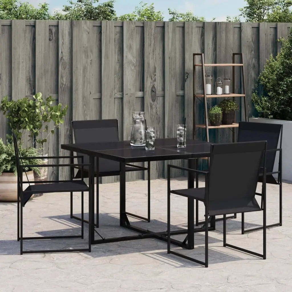 vidaXL Patio Chairs 4 pcs Black Steel and Textilene - Outdoor Chairs