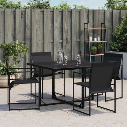 vidaXL Patio Chairs 4 pcs Black Steel and Textilene - Outdoor Chairs