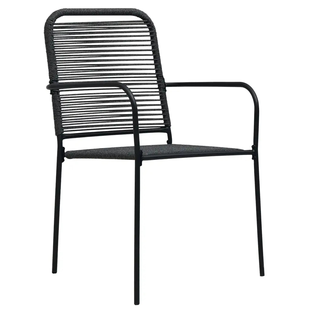 vidaXL Patio Chairs 4 pcs Cotton Rope and Steel Black - Patio Chairs