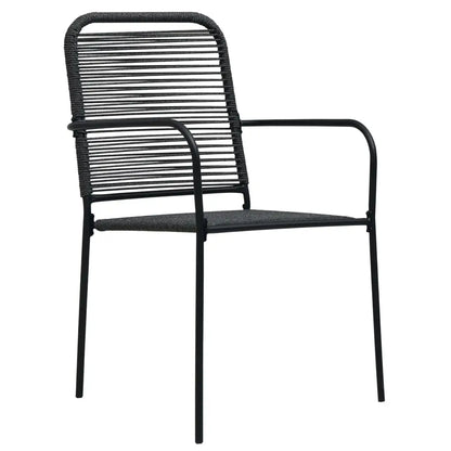 vidaXL Patio Chairs 4 pcs Cotton Rope and Steel Black - Patio Chairs