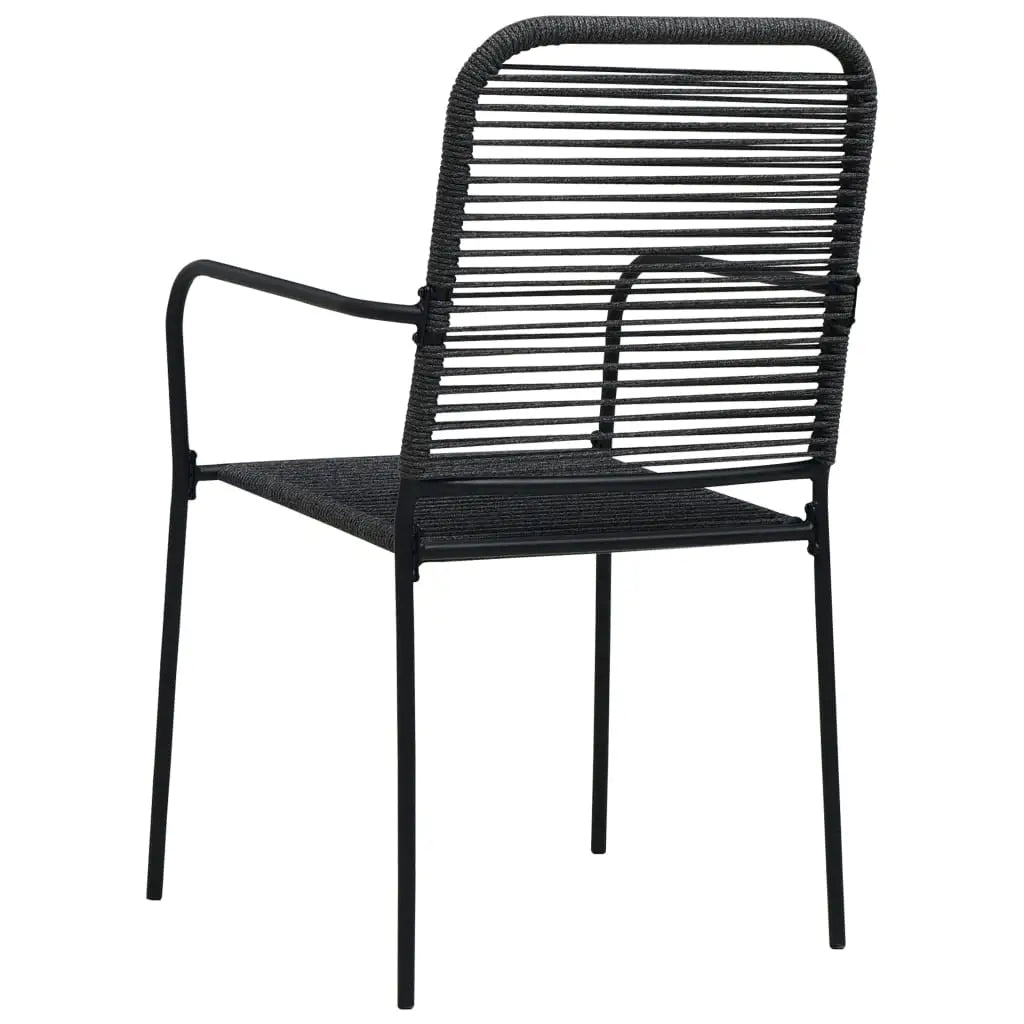 vidaXL Patio Chairs 4 pcs Cotton Rope and Steel Black - Patio Chairs