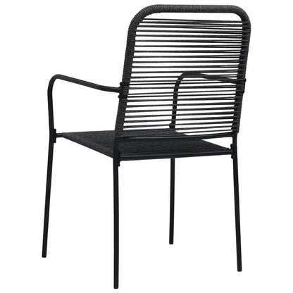 vidaXL Patio Chairs 4 pcs Cotton Rope and Steel Black - Patio Chairs
