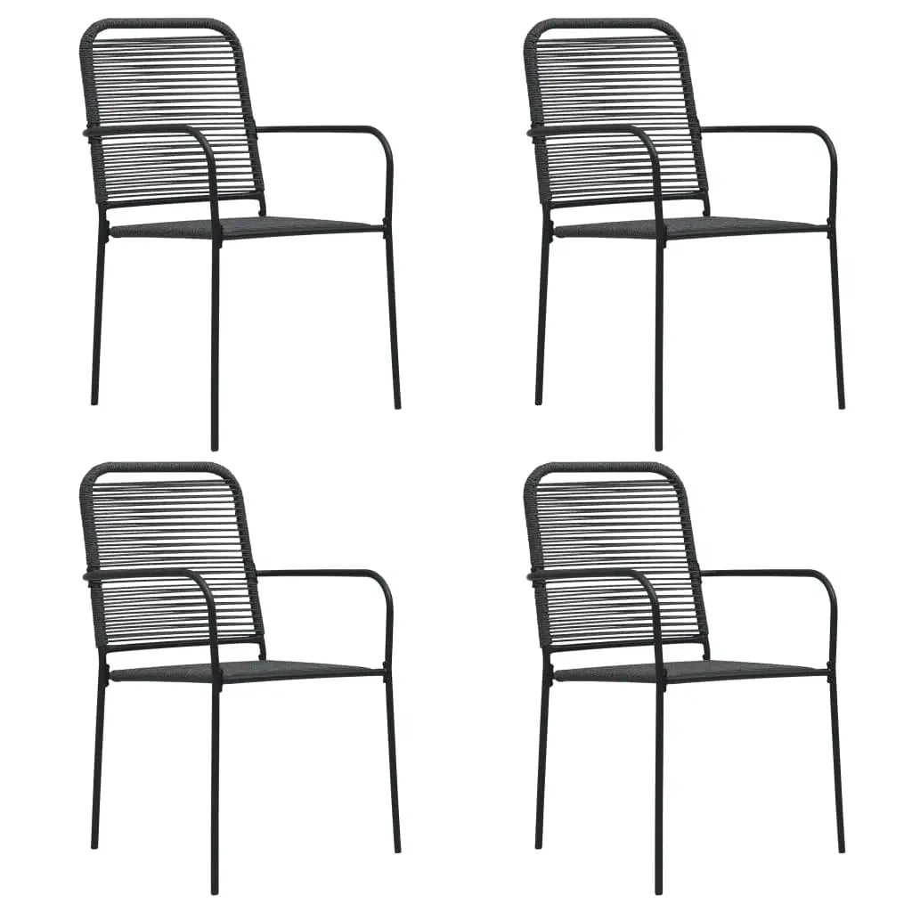 vidaXL Patio Chairs 4 pcs Cotton Rope and Steel Black - Patio Chairs