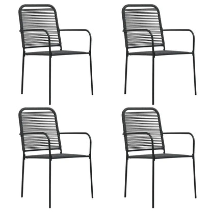 vidaXL Patio Chairs 4 pcs Cotton Rope and Steel Black - Patio Chairs
