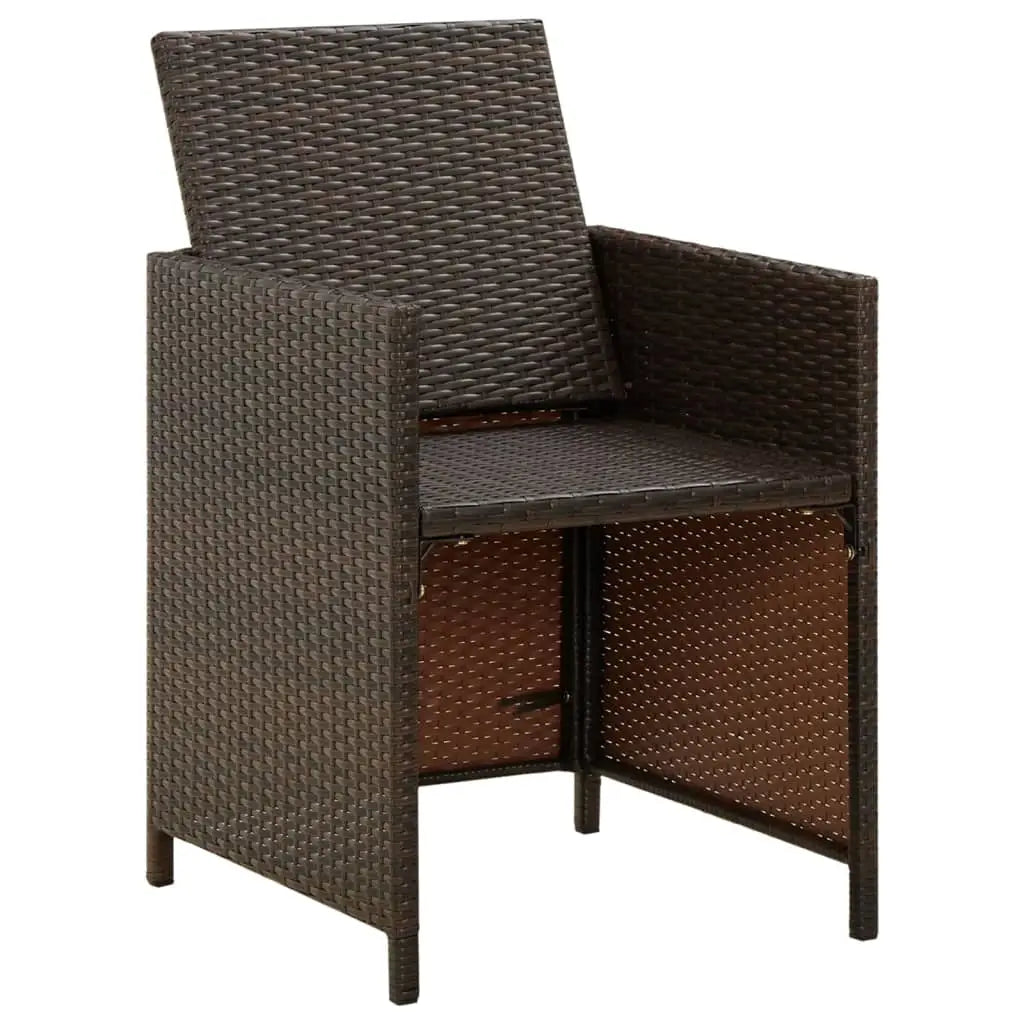 vidaXL Patio Chairs 4 Pcs Patio Dining Single Chair with Cushions Poly Rattan - Outdoor Chairs