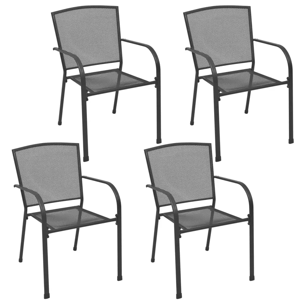 vidaXL Patio Chairs 4 pcs Mesh Design Anthracite Steel - Patio Chairs