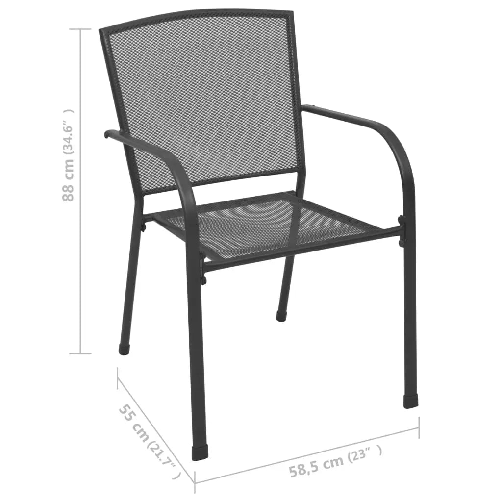 vidaXL Patio Chairs 4 pcs Mesh Design Anthracite Steel - Patio Chairs