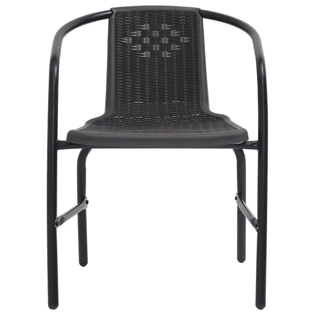 vidaXL Patio Chairs 4 pcs Plastic Rattan and Steel 242.5 lb - Outdoor Chairs