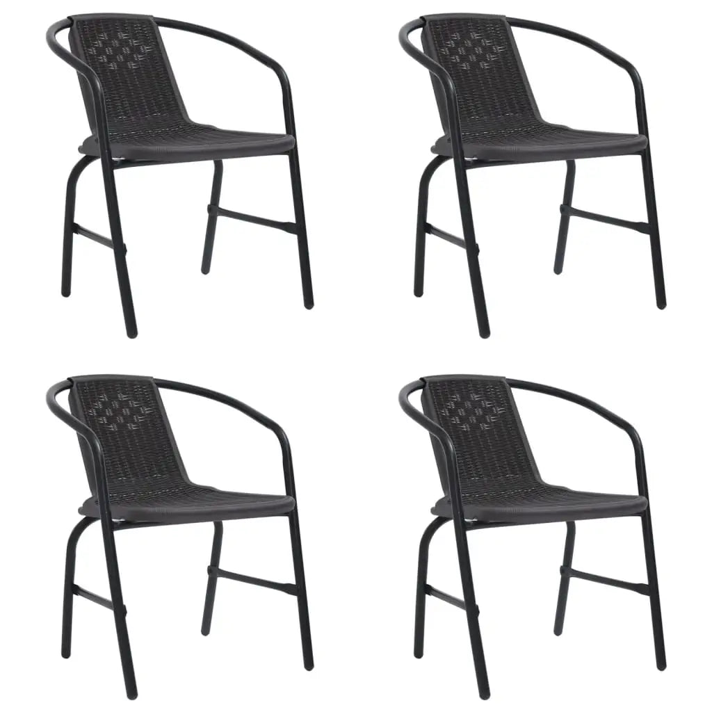 vidaXL Patio Chairs 4 pcs Plastic Rattan and Steel 242.5 lb - Outdoor Chairs