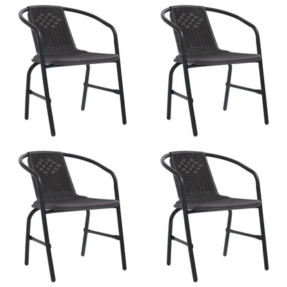 vidaXL Patio Chairs 4 pcs Plastic Rattan and Steel 242.5 lb - Outdoor Chairs