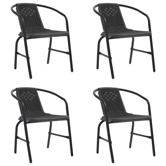 vidaXL Patio Chairs 4 pcs Plastic Rattan and Steel 242.5 lb - Outdoor Chairs