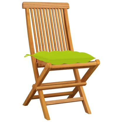 vidaXL Patio Chairs Outdoor Bistro Folding Chair with Cushions Solid Wood Teak - Outdoor Chairs