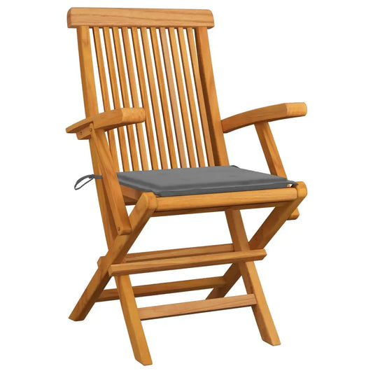 vidaXL Patio Chairs Outdoor Bistro Folding Chair with Cushions Solid Wood Teak - Outdoor Chairs