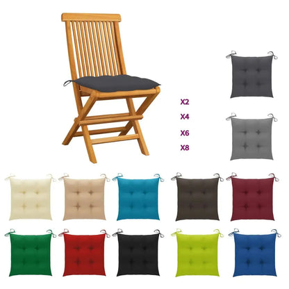 vidaXL Patio Chairs Outdoor Bistro Folding Chair with Cushions Solid Wood Teak - Anthracite / 2 - Outdoor Chairs