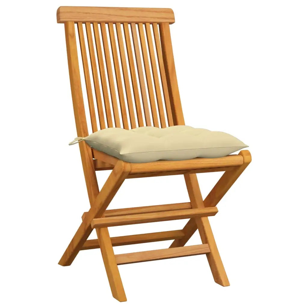 vidaXL Patio Chairs Outdoor Bistro Folding Chair with Cushions Solid Wood Teak - Outdoor Chairs