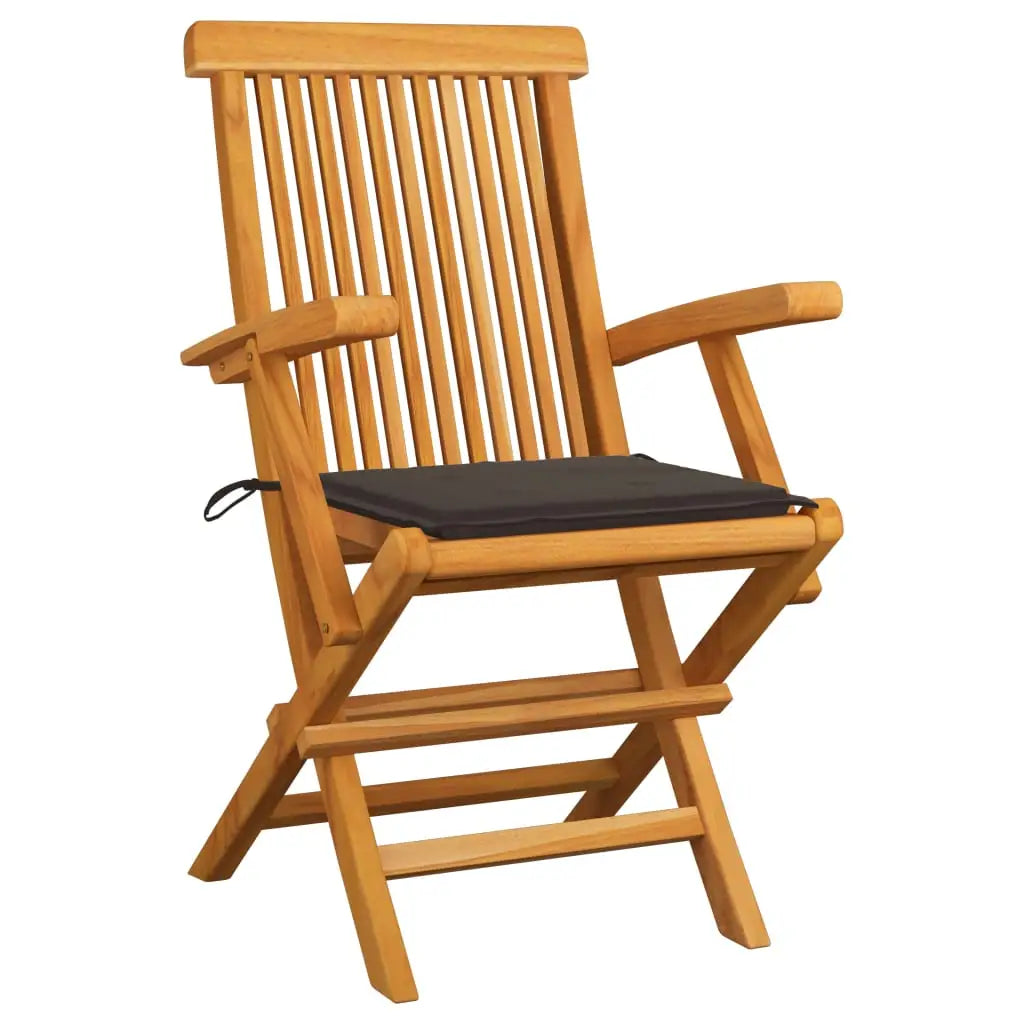 vidaXL Patio Chairs Outdoor Bistro Folding Chair with Cushions Solid Wood Teak - Outdoor Chairs