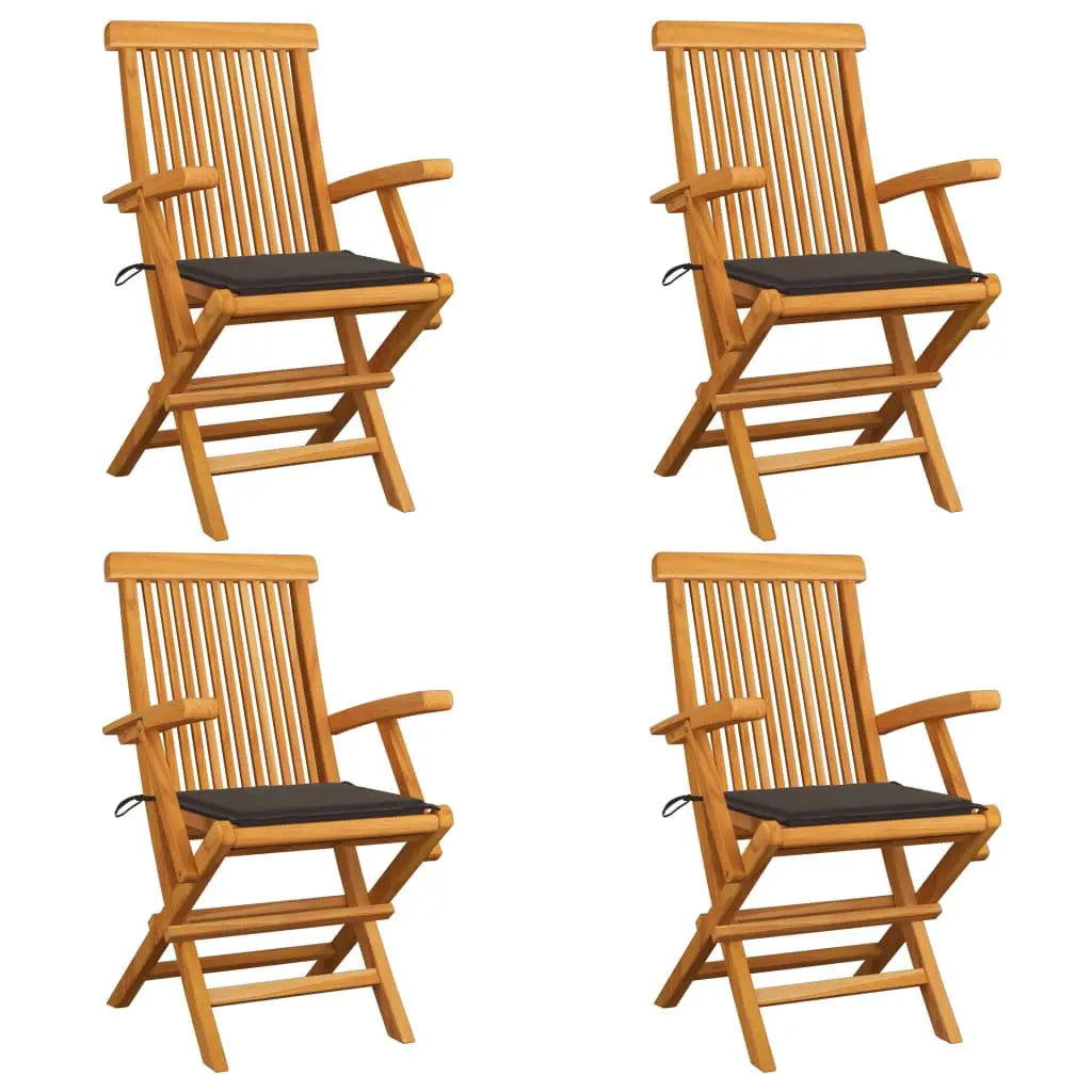vidaXL Patio Chairs Outdoor Bistro Folding Chair with Cushions Solid Wood Teak - Outdoor Chairs