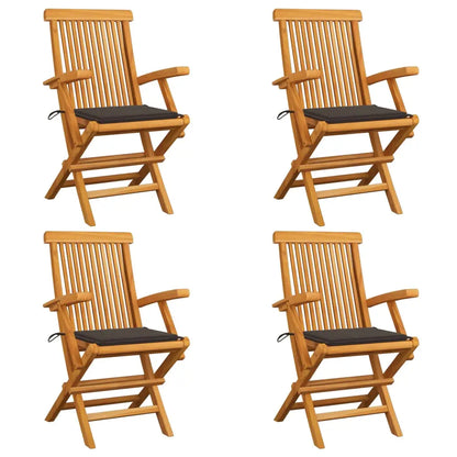 vidaXL Patio Chairs Outdoor Bistro Folding Chair with Cushions Solid Wood Teak - Outdoor Chairs