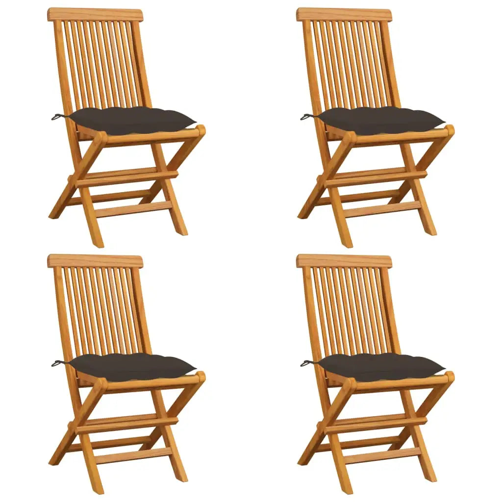 vidaXL Patio Chairs Outdoor Bistro Folding Chair with Cushions Solid Wood Teak - Outdoor Chairs