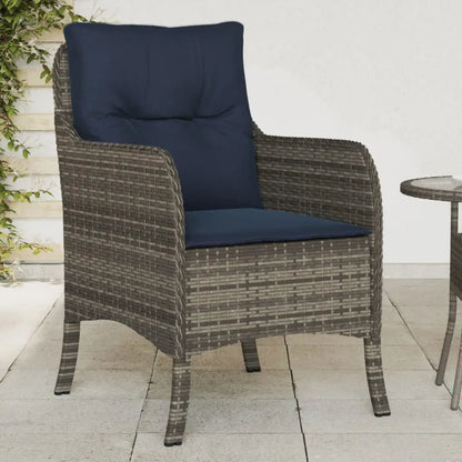 vidaXL Patio Chairs with Cushions 2 pcs Gray Poly Rattan - Outdoor Chairs