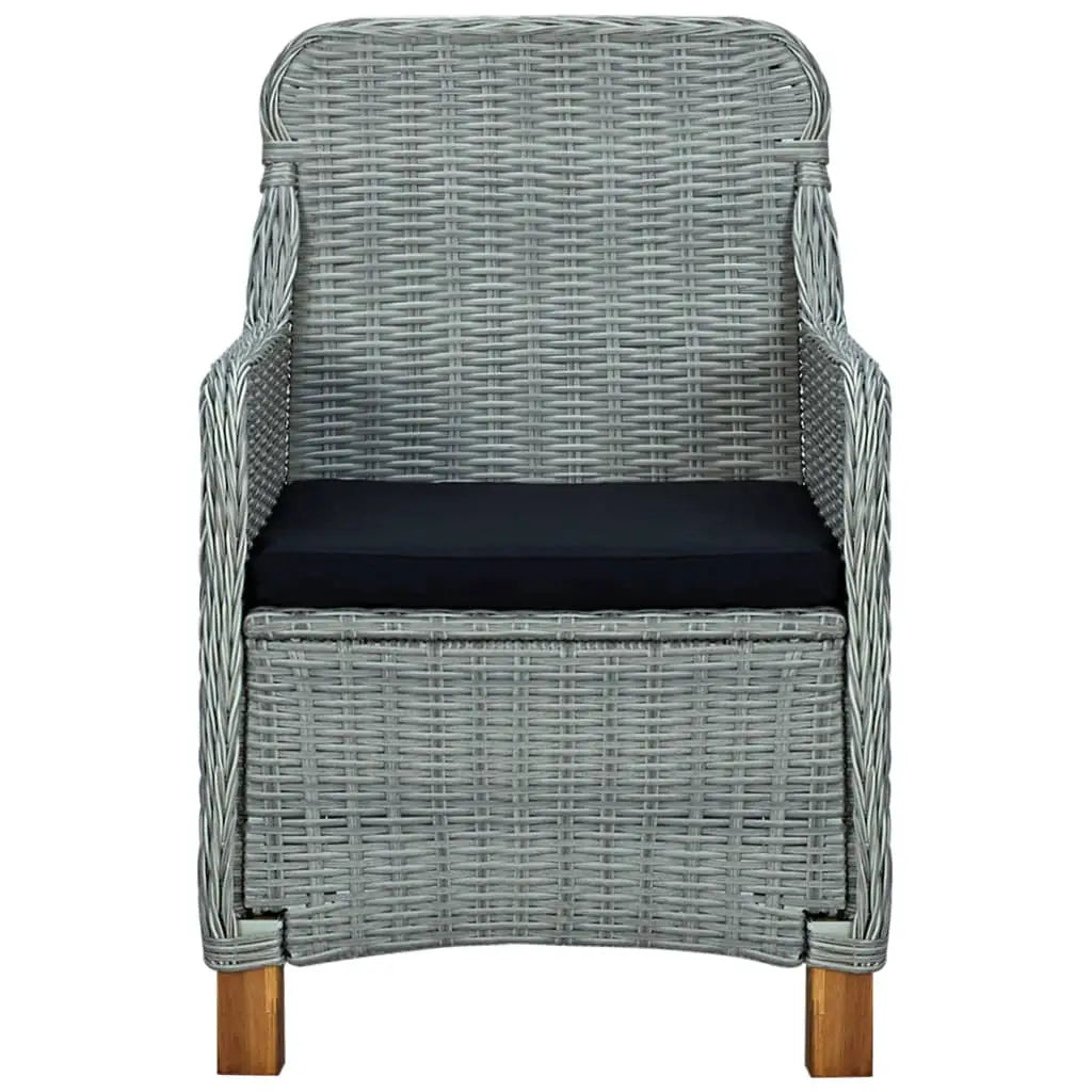 vidaXL Patio Chairs with Cushions 2 pcs Poly Rattan Light Gray - Outdoor Chairs