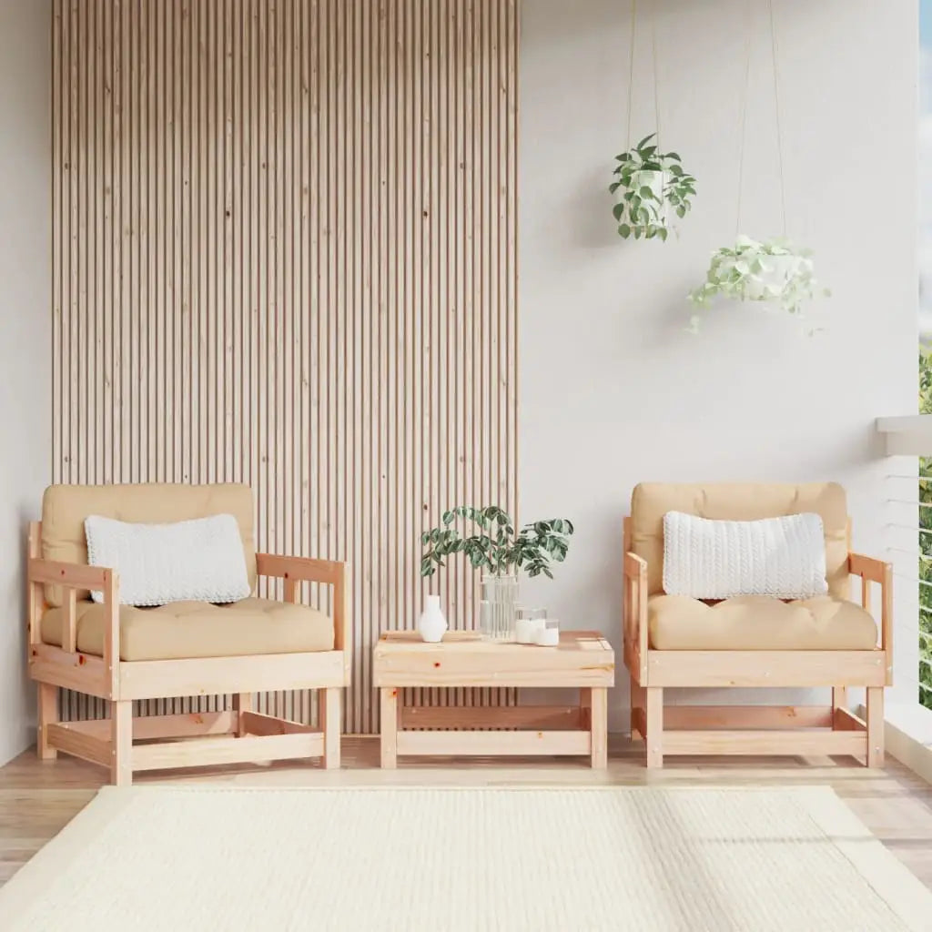 vidaXL Patio Chairs with Cushions 2 pcs Solid Wood Pine - Outdoor Chairs