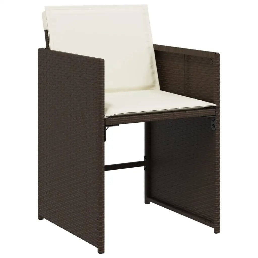 vidaXL Patio Chairs with Cushions 4 pcs Brown Poly Rattan - Outdoor Chairs