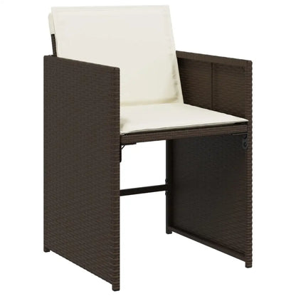 vidaXL Patio Chairs with Cushions 4 pcs Brown Poly Rattan - Outdoor Chairs