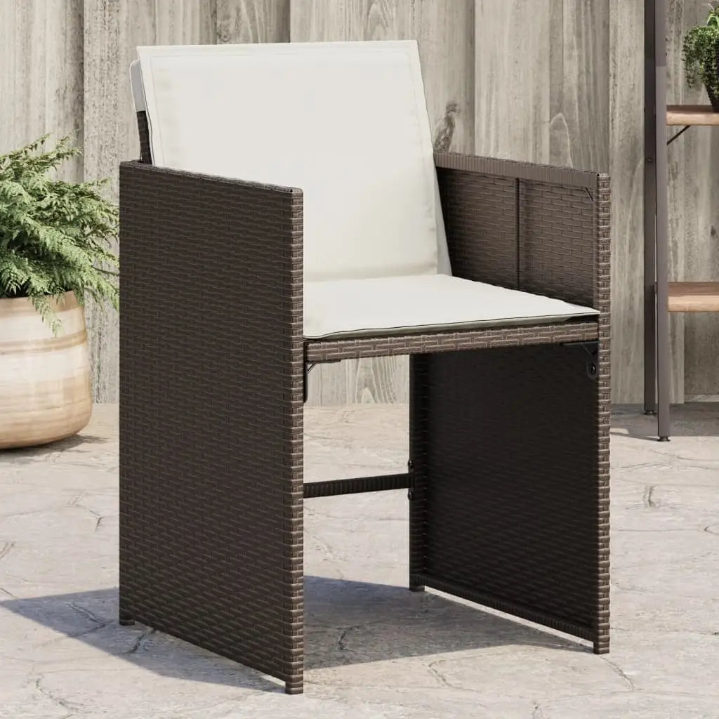 vidaXL Patio Chairs with Cushions 4 pcs Brown Poly Rattan - Outdoor Chairs