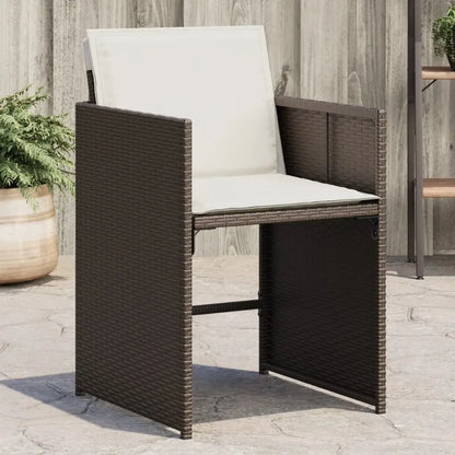 vidaXL Patio Chairs with Cushions 4 pcs Brown Poly Rattan - Outdoor Chairs