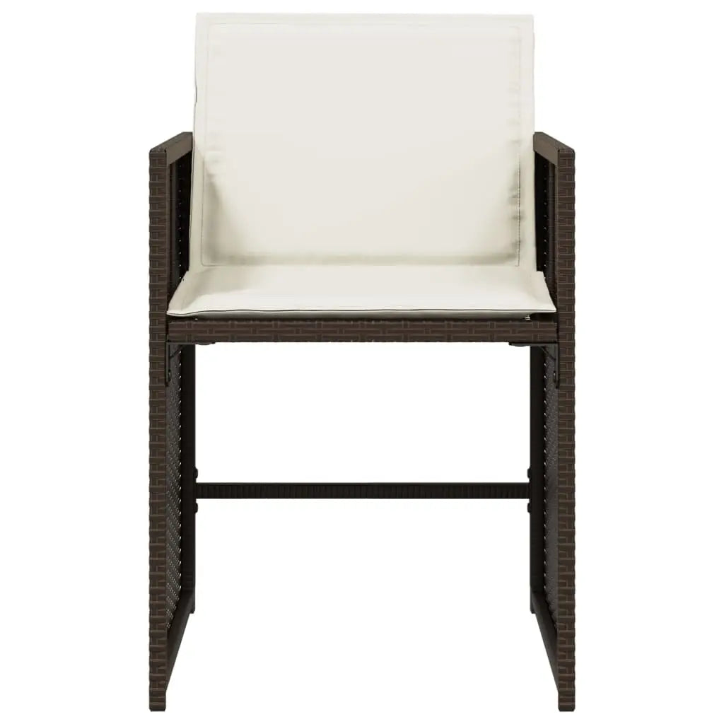 vidaXL Patio Chairs with Cushions 4 pcs Brown Poly Rattan - Outdoor Chairs