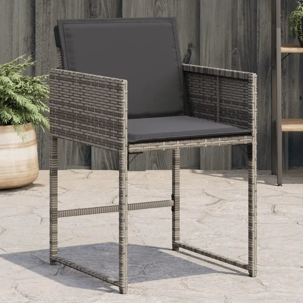 vidaXL Patio Chairs with Cushions 4 pcs Gray Poly Rattan - Outdoor Chairs