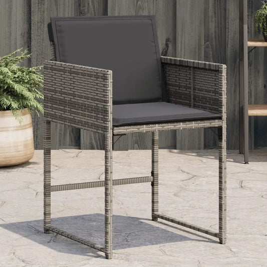 vidaXL Patio Chairs with Cushions 4 pcs Gray Poly Rattan - Outdoor Chairs