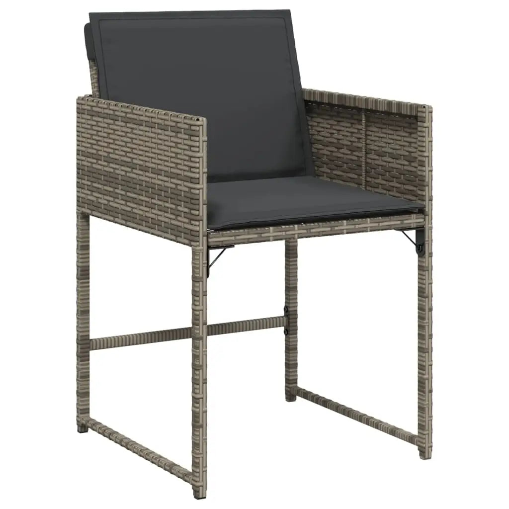 vidaXL Patio Chairs with Cushions 4 pcs Gray Poly Rattan - Outdoor Chairs