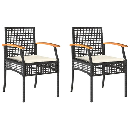 vidaXL Patio Chairs with Cushions Outdoor Furniture Poly Rattan Acacia Wood - Patio Chairs