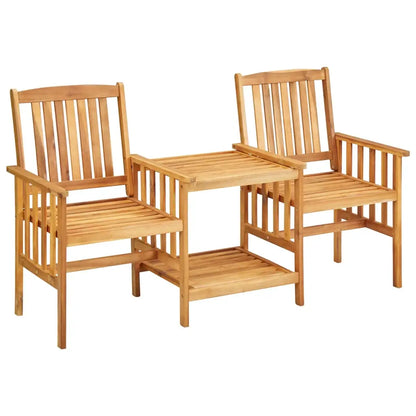 vidaXL Patio Chairs with Tea Table 62.6’’x24’’x36.2’’ Solid Acacia Wood - Outdoor Furniture Set