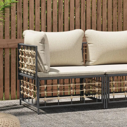 vidaXL Patio Corner Sofa with Beige Cushions Poly Rattan - Outdoor Sofa