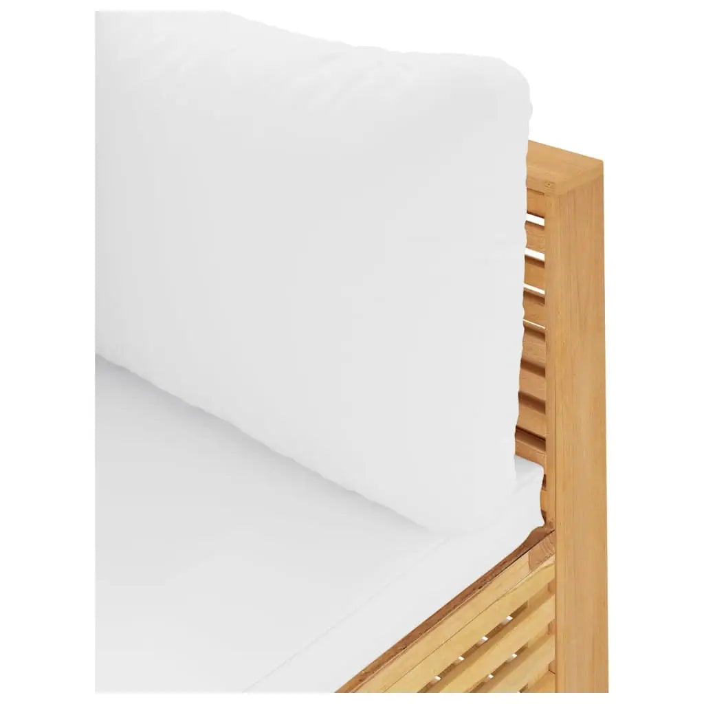 vidaXL Patio Corner Sofa with Cream Cushions Solid Wood Teak - Outdoor Sectional Sofa