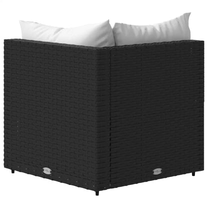 vidaXL Patio Corner Sofas with Cushions 2 pcs Black Poly Rattan - Outdoor Sofas